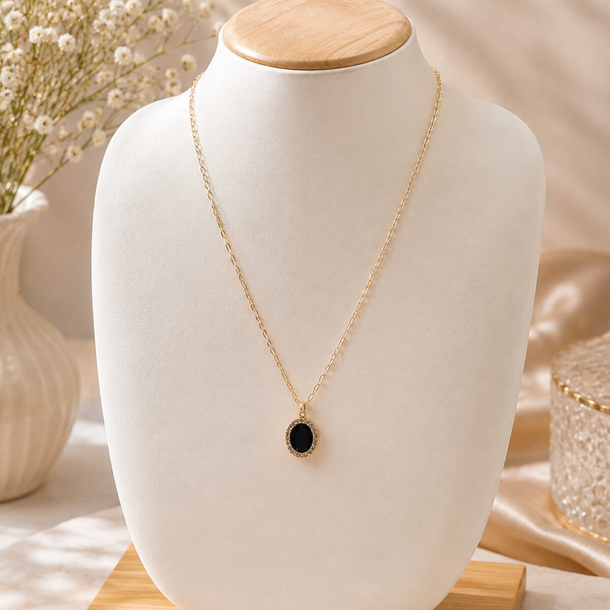 Black Halo Pendant Necklace