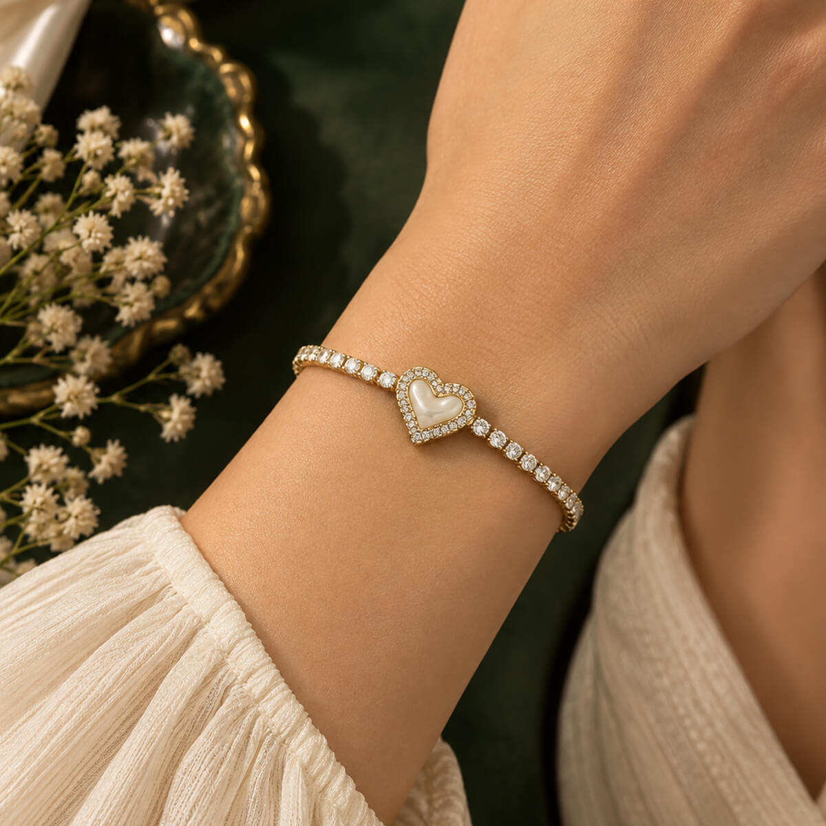 Aurelia Heartline Tennis Bracelet