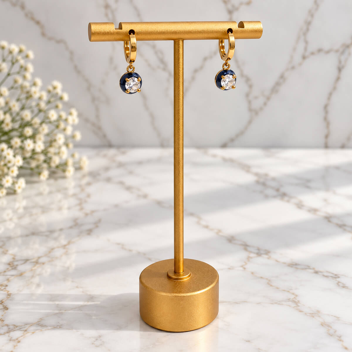 Aurelia Midnight Halo Drop Earrings