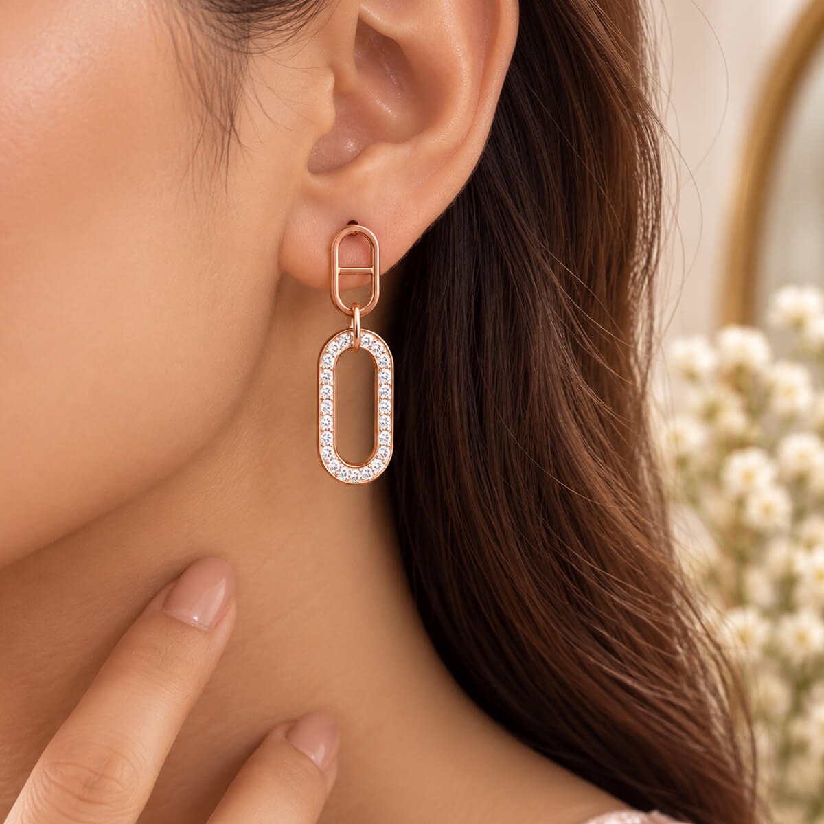 Aurelia Oval Link Drop Earrings