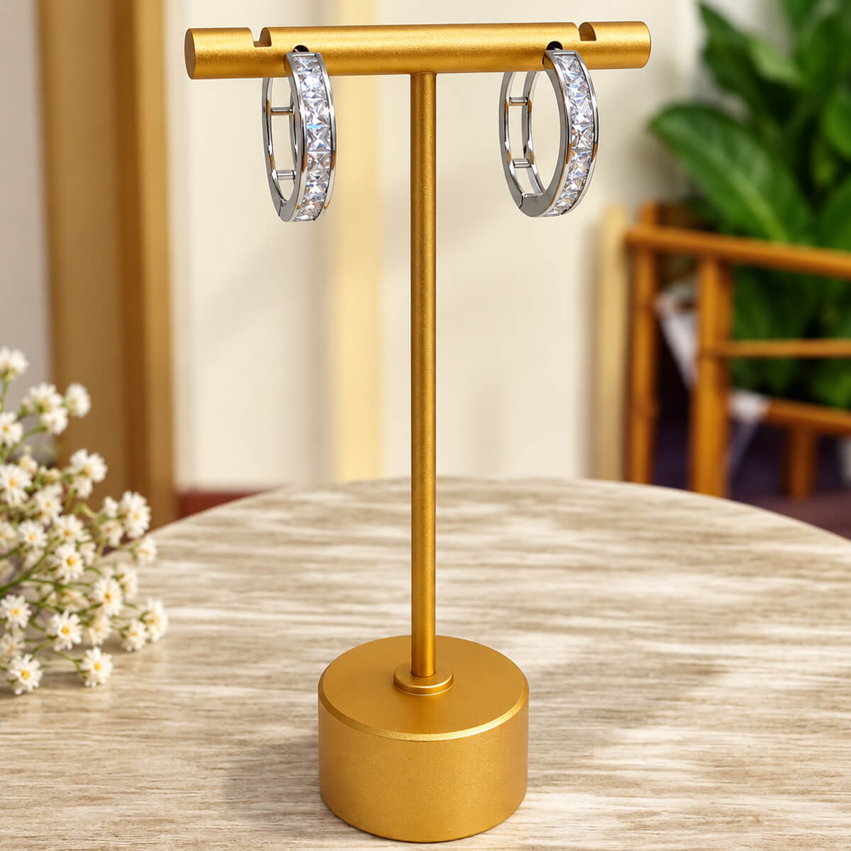 Elara Crystal Link Hoop Earrings